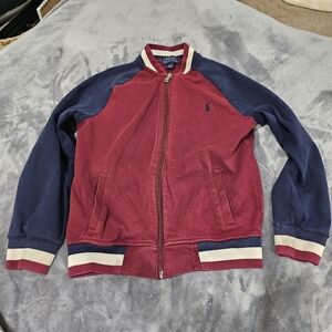 Polo by Ralph Lauren Boy's Burgundy Red and Navy Blue Bomber Jacket Sz 7